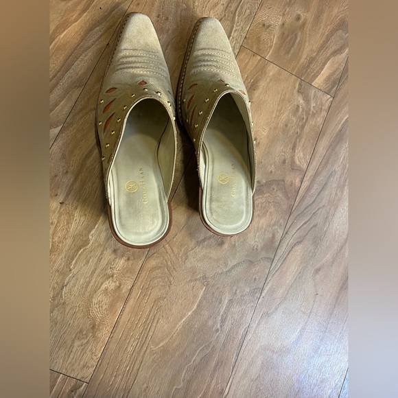 Cole Haan Tan and Orange Studded Mules - Picture 4 of 7